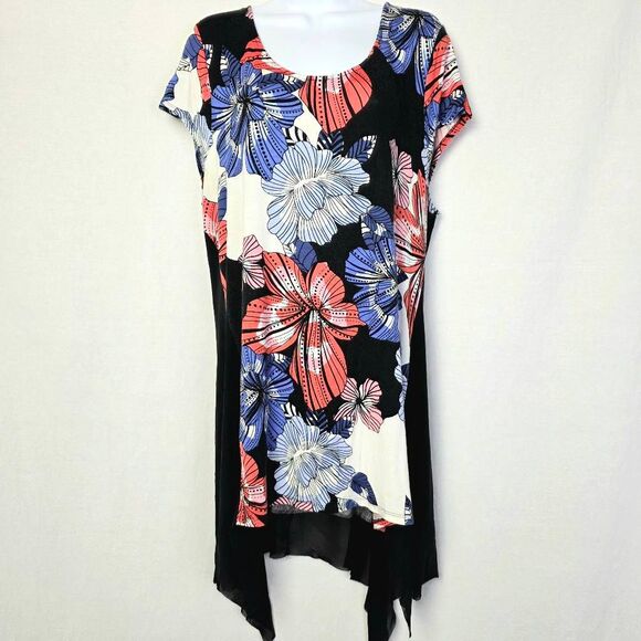 Cupio Colorful Floral Print Tunic Top XL - Picture 2 of 7